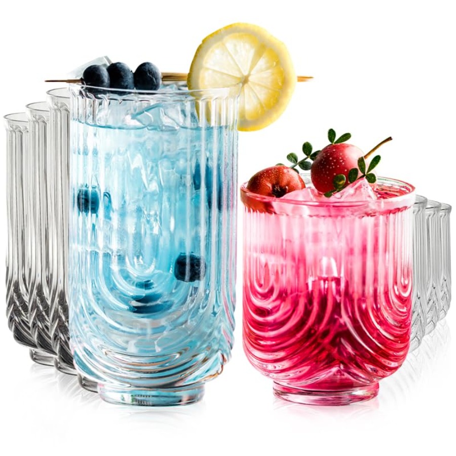 Highball Glass Set - Gelas Koktail Art Deco, Set Gelas