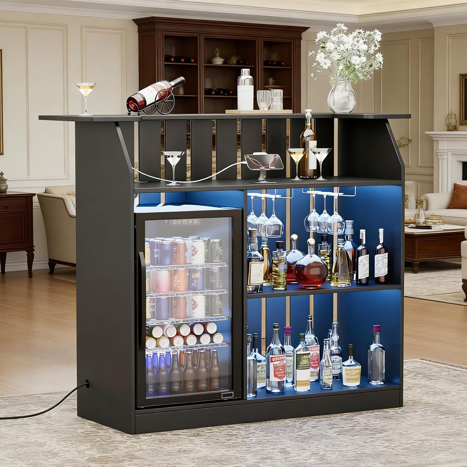Home Bar And Fridge - Meja Bar Bentuk U, Unit Bar