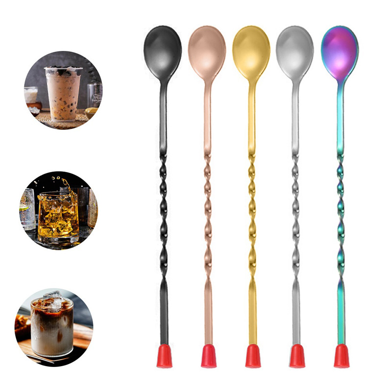 Bar Spoon Twisted - 100 Buah/Lot Sendok Pengaduk Koktail Gagang