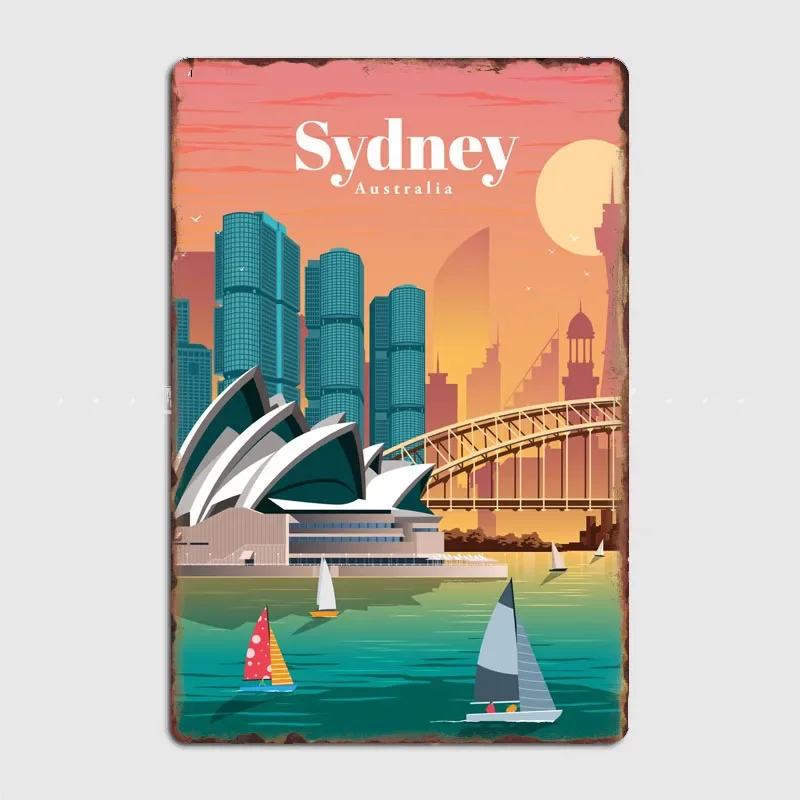Home Bar Sydney - Poster Vintage Tempat Wisata Sydney, Papan