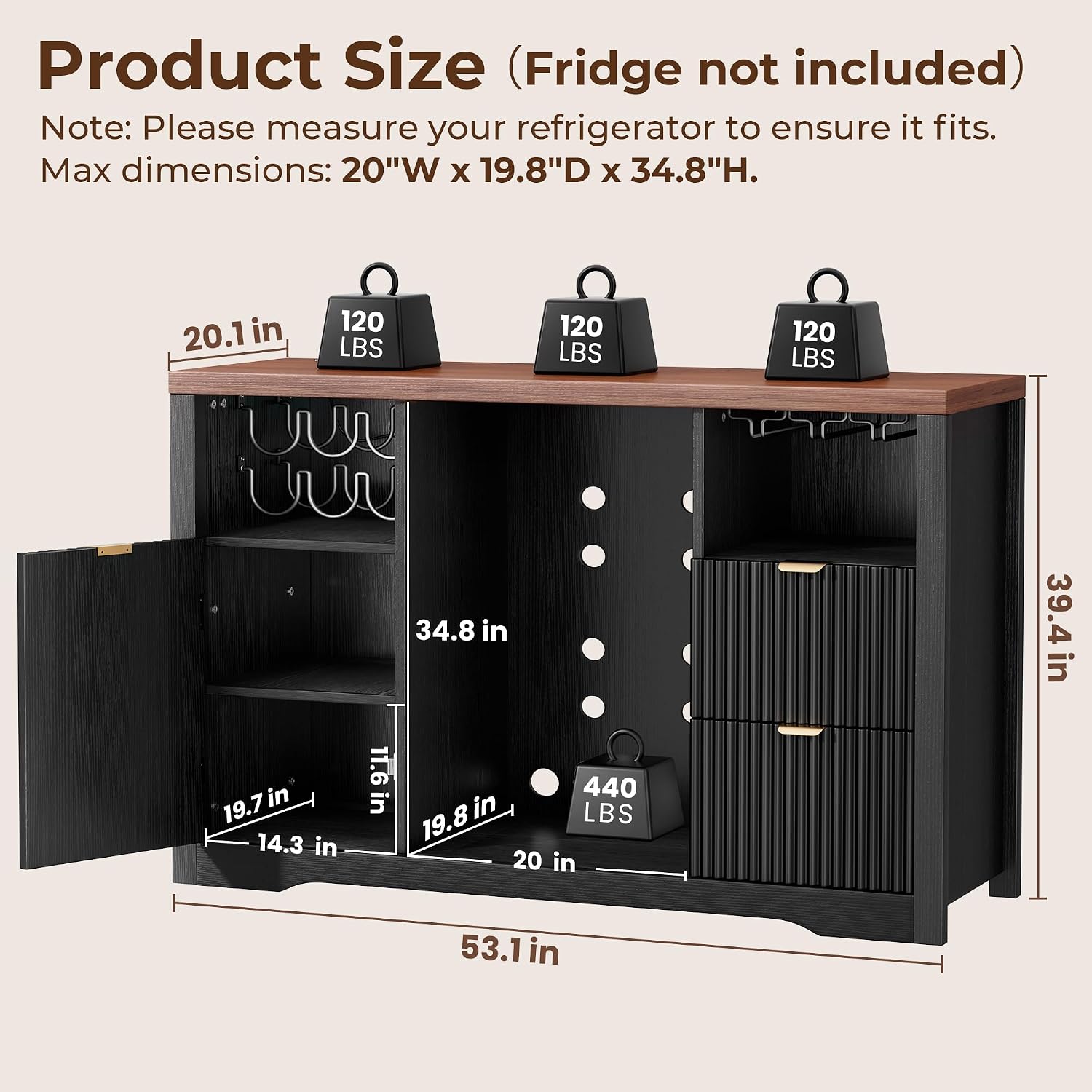 Home Bar And Fridge - Lemari Bar Kopi dengan Ruang Kulkas