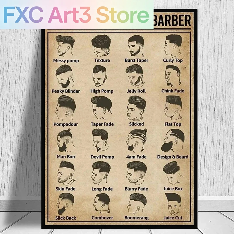 Home Barbershop - Poster Tukang Cukur Tipe Retro Tanpa