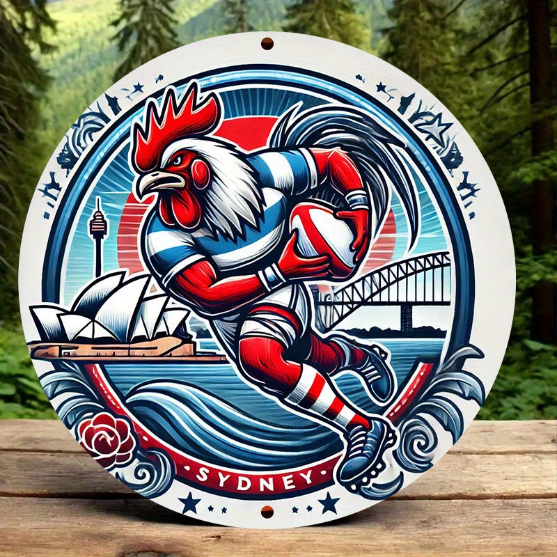 Home Bar Sydney - Dekorasi dinding Sydney Roosters yang bersemangat,