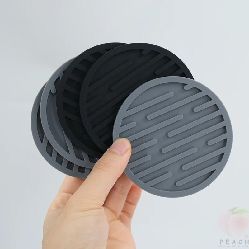 Bar Mat Rubber - Tatakan Gelas Silikon 10Cm Bulat Karet