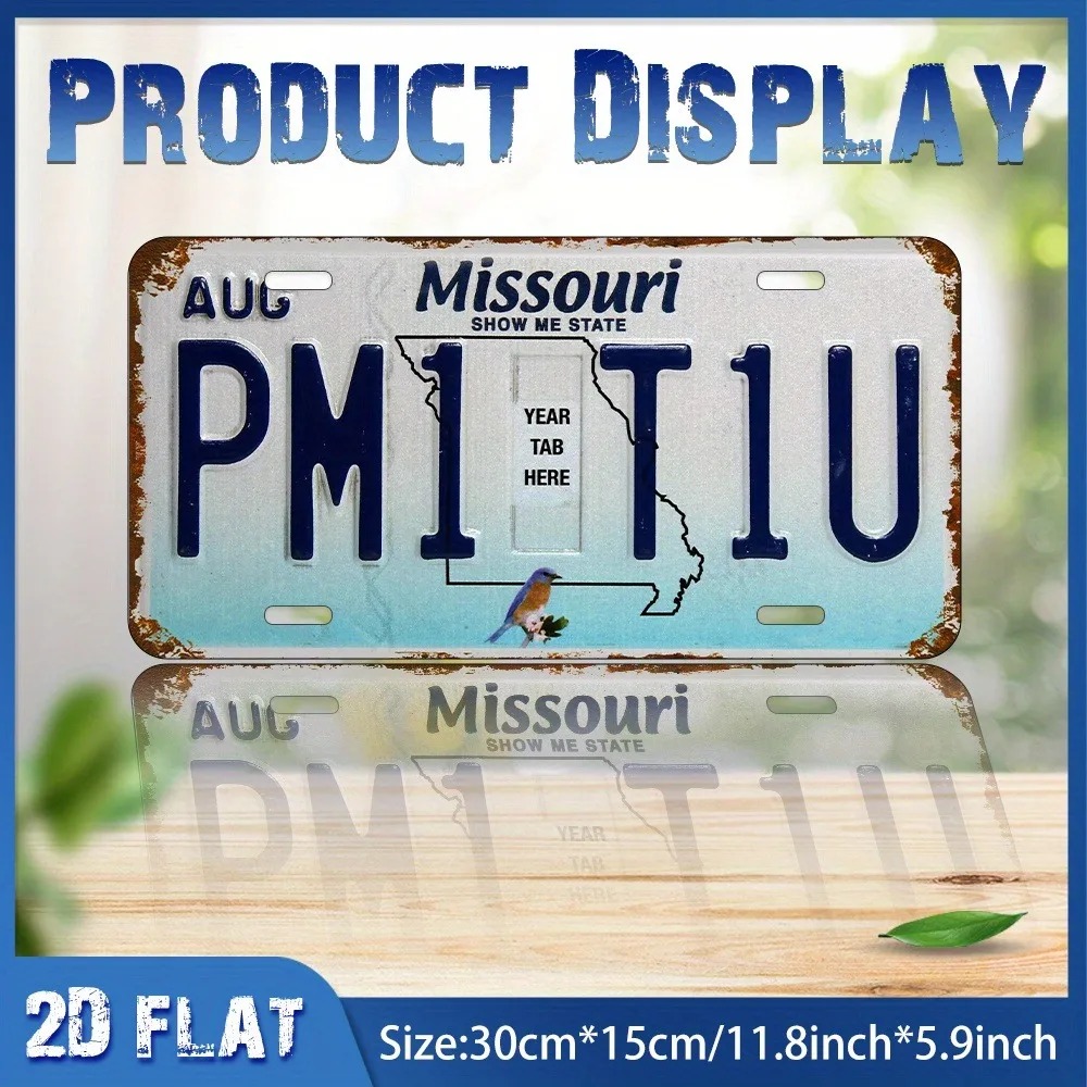 Home Bar Signs - Papan Aluminium Burung Biru Missouri Retro