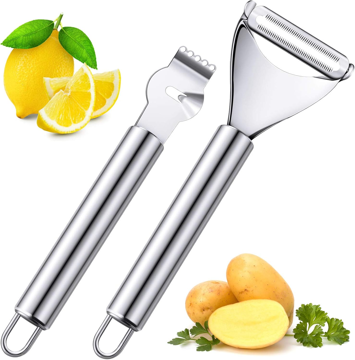 Peeler Channel Knife - 2 Buah Pengupas Jeruk Lemon Stainless