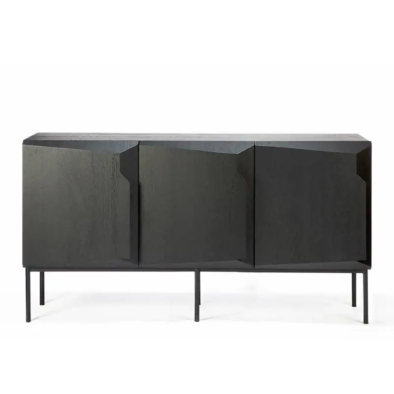 Home Bar Lounge - Lemari Pajangan Kayu Solid Hitam untuk
