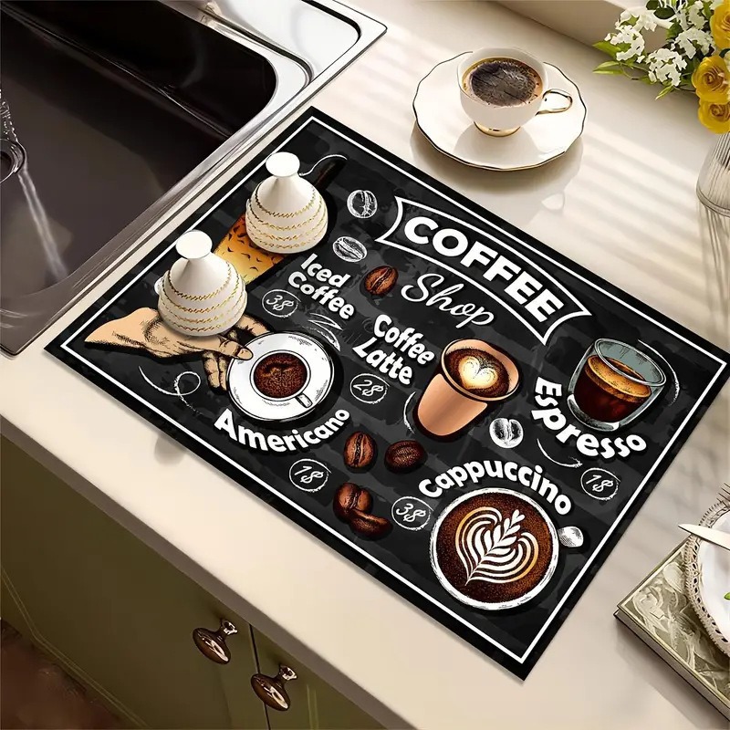 Alas Pengering Dapur Motif Kop - Bar Mat Rubber ulasan dan harga