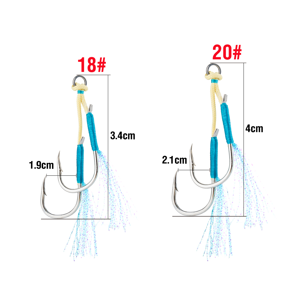 20Pcs Jig Lure Assist Hook Kai - Jigger Double Sided ulasan dan harga