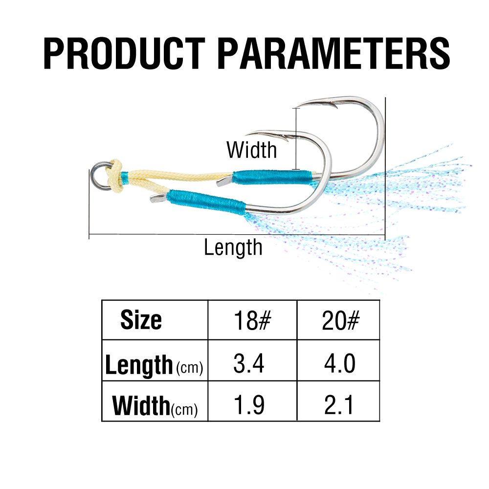 20Pcs Jig Lure Assist Hook Kai - Jigger Double Sided ulasan dan harga