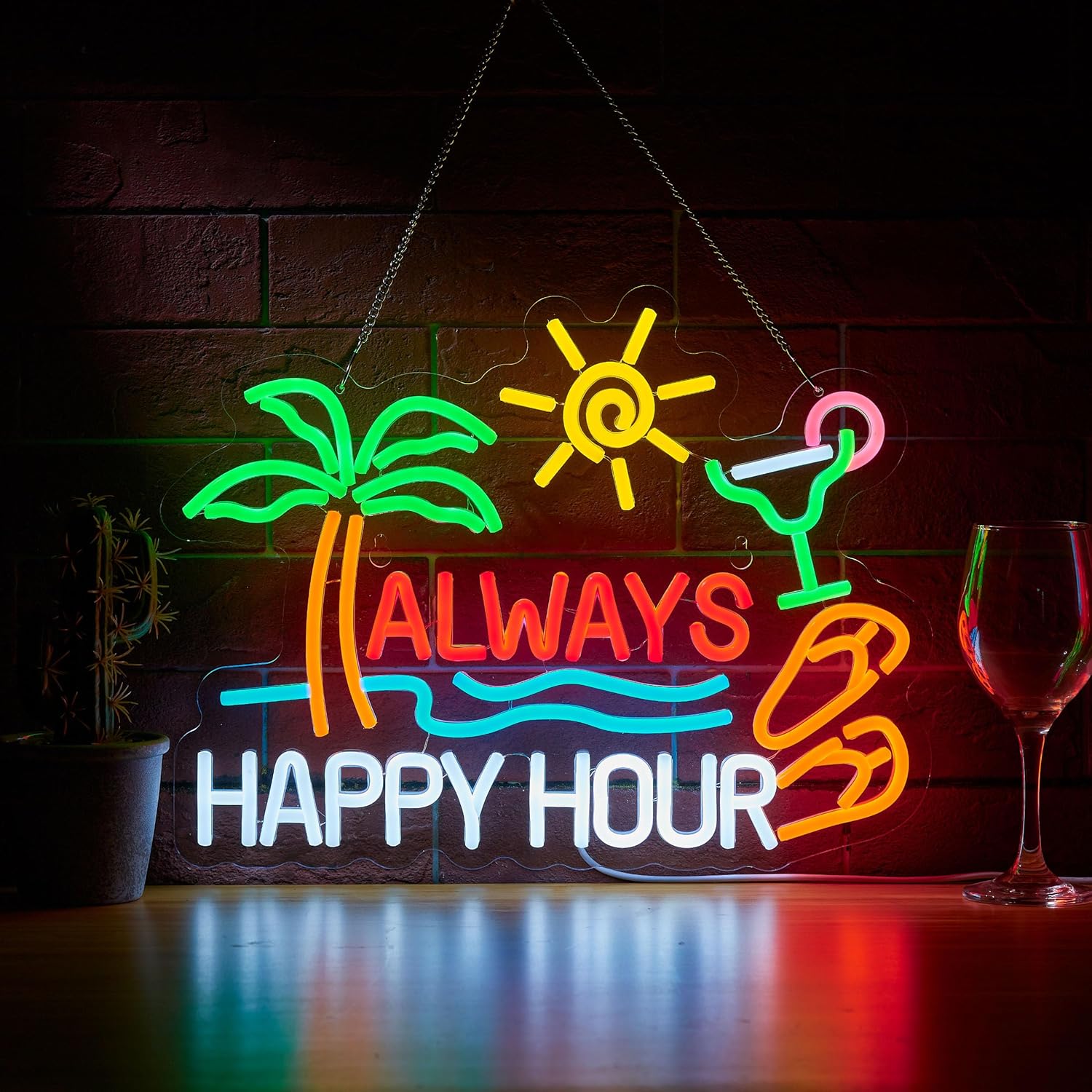 Neon Sign Bar Bir Happy Hour u - Home Bar Signs ulasan dan harga