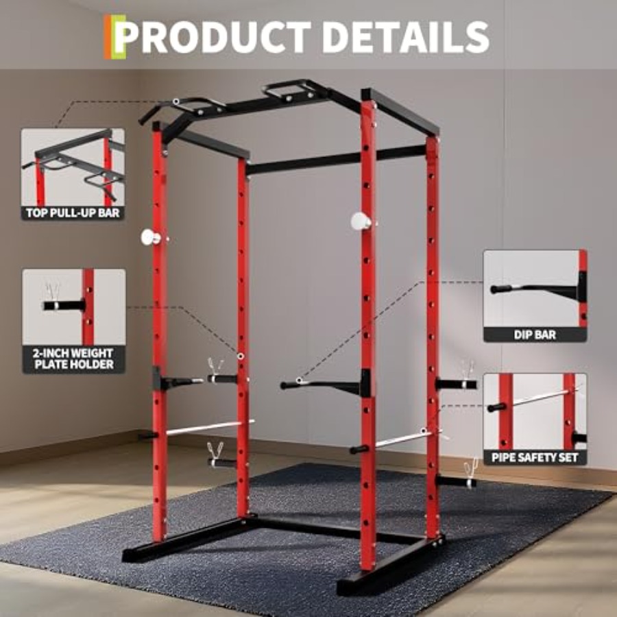 Rak Squat Heavy-Duty dengan Pu - Home Bar And Gym ulasan dan harga