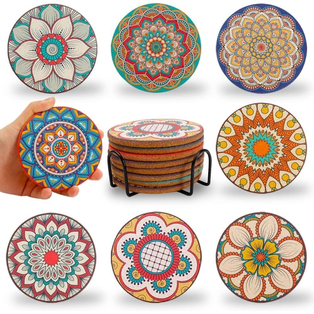 Set 8 Coaster Bulat Warna-warn - Home Bar Set ulasan dan harga