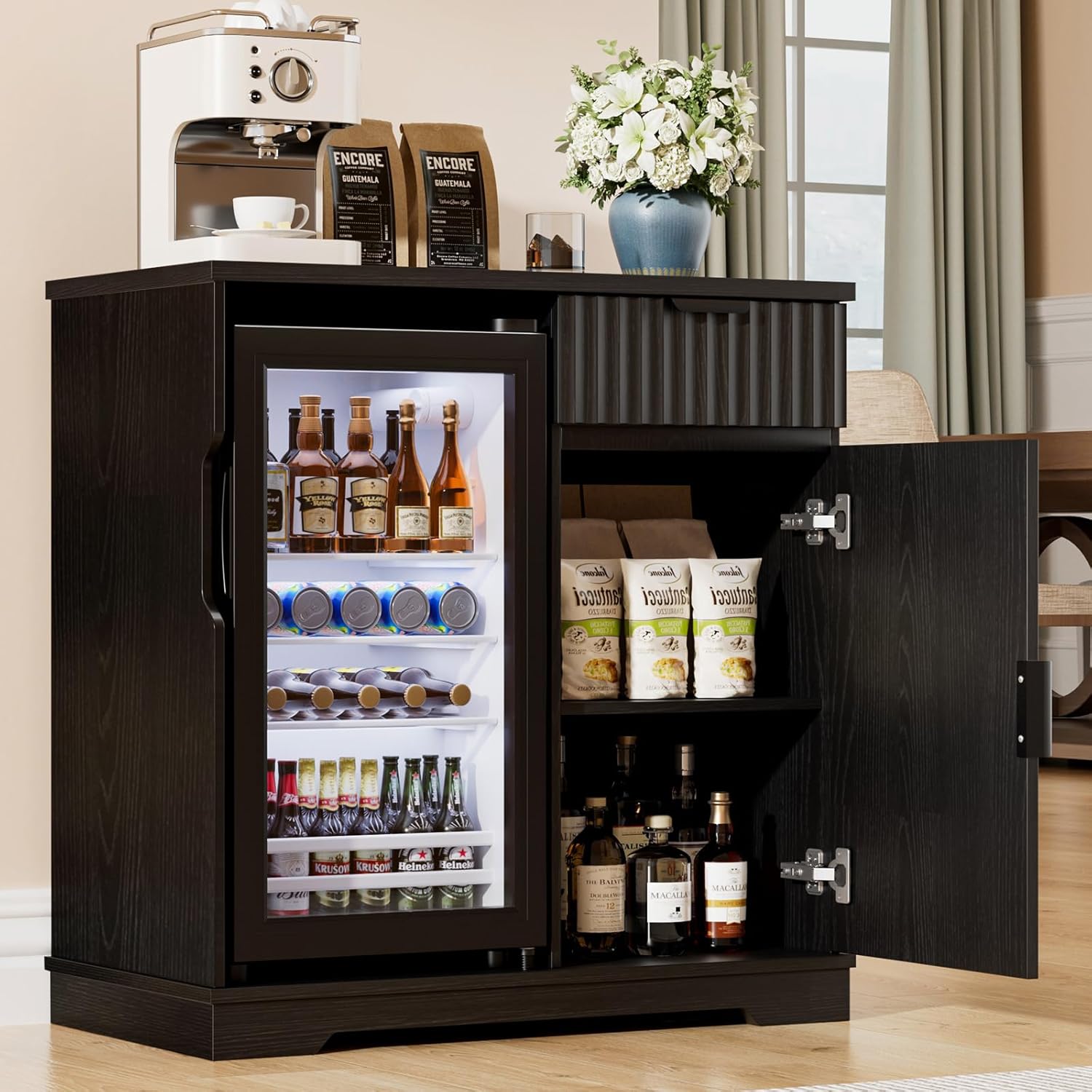 Lemari Bar Kopi Beralur dengan - Home Bar And Fridge ulasan dan harga