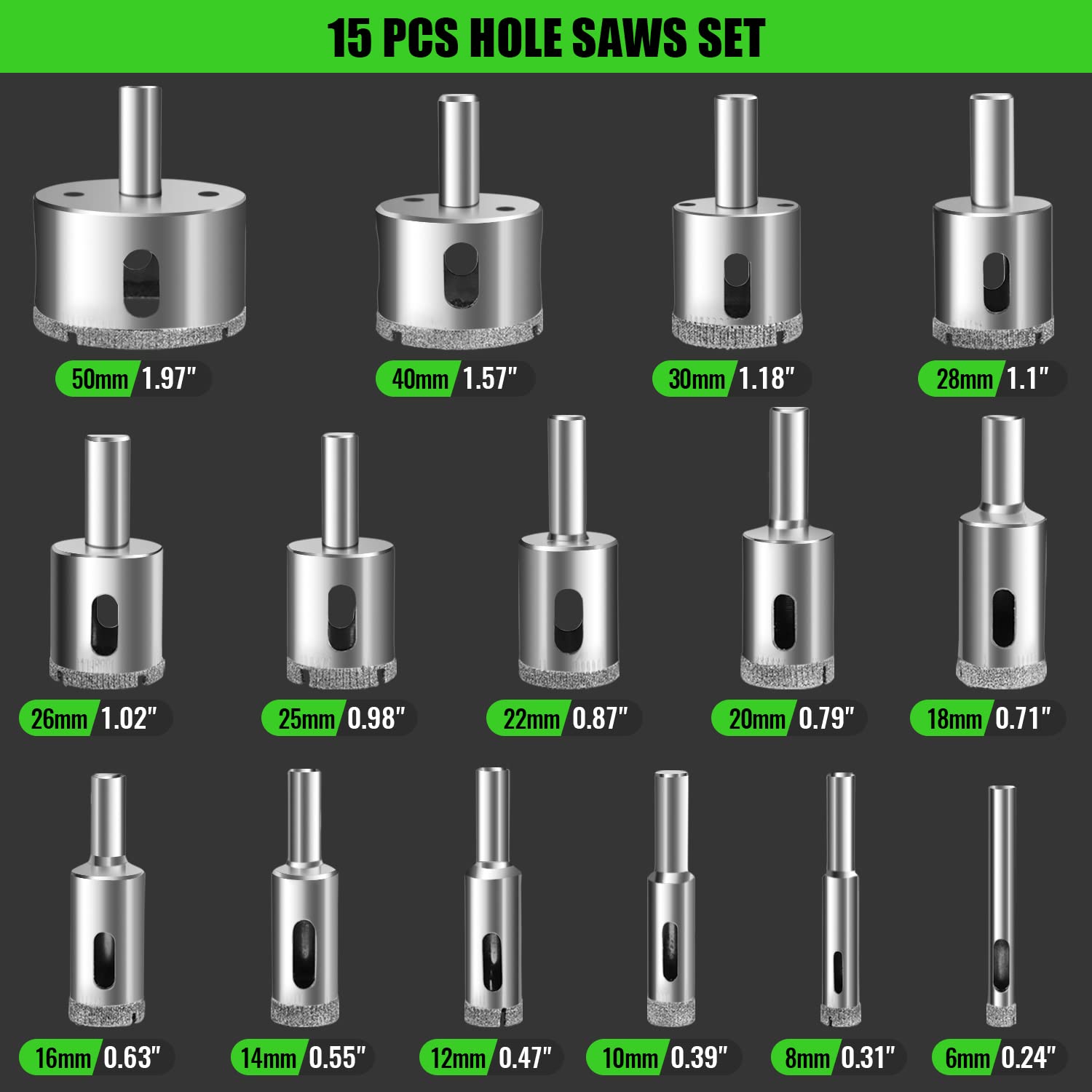 Set Mata Bor Diamond 17 Pcs de - Jigger Double Sided ulasan dan harga